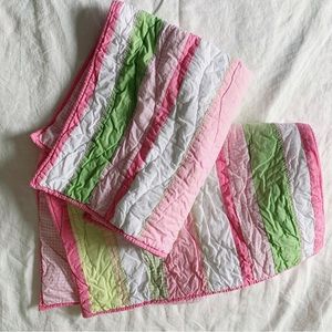 Pottery Barn Kids Quilted Pink & Green Pillow Shams